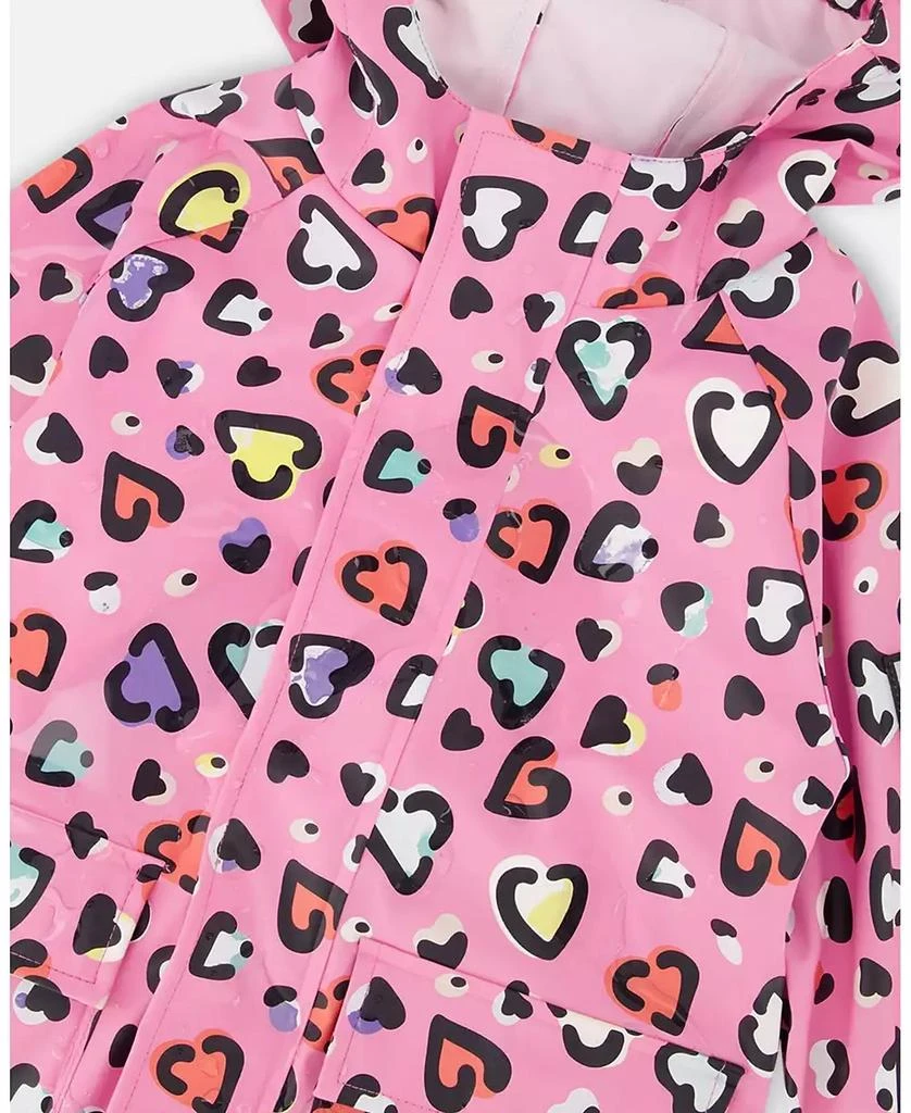 Deux par Deux Baby Girls Rain One-Piece in Polyurethane Pink Heart Print 6