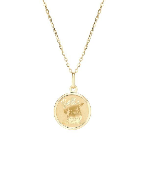 Saks Fifth Avenue 14K Yellow Gold Aquarius Pendant Necklace 1