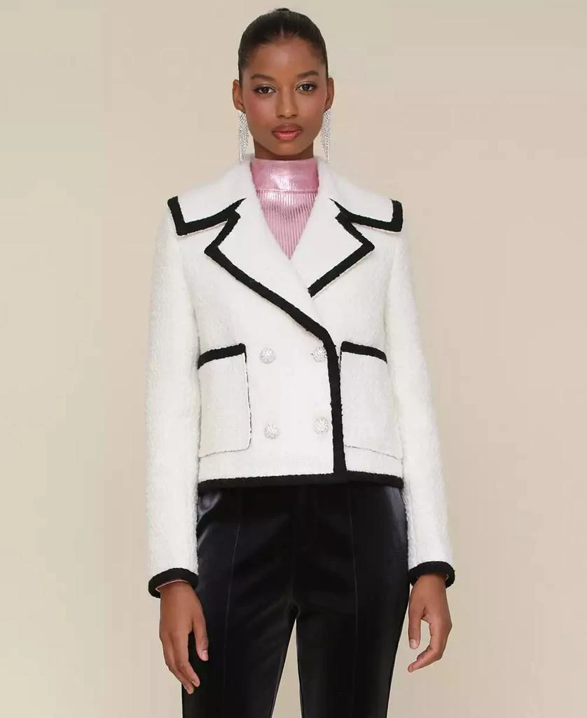 Avec Les Filles Women's Tweed Double-Breasted Tipped Jacket 1
