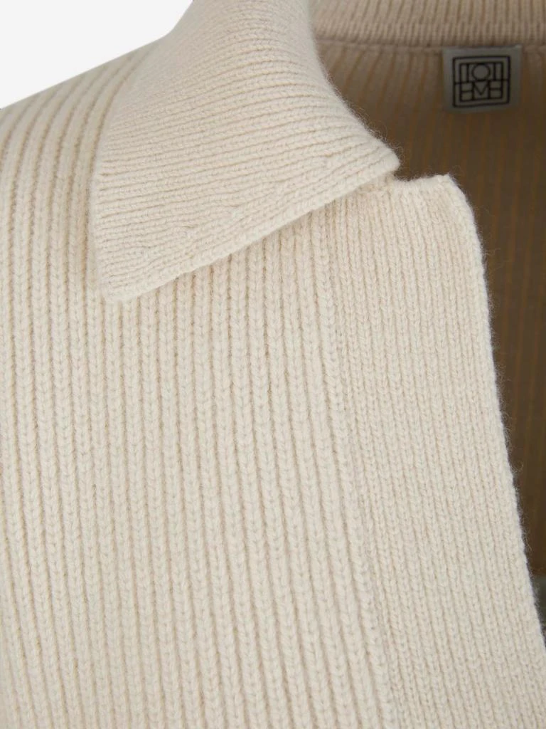 Totême Totême Polo Collared Ribbed Knit Sweater 4