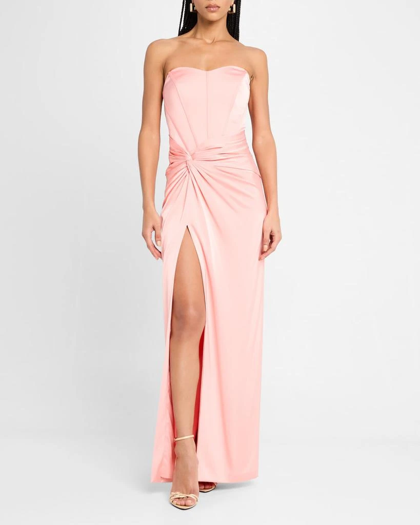 Liv Foster Aspen Strapless Side-Twist Bustier Gown 2