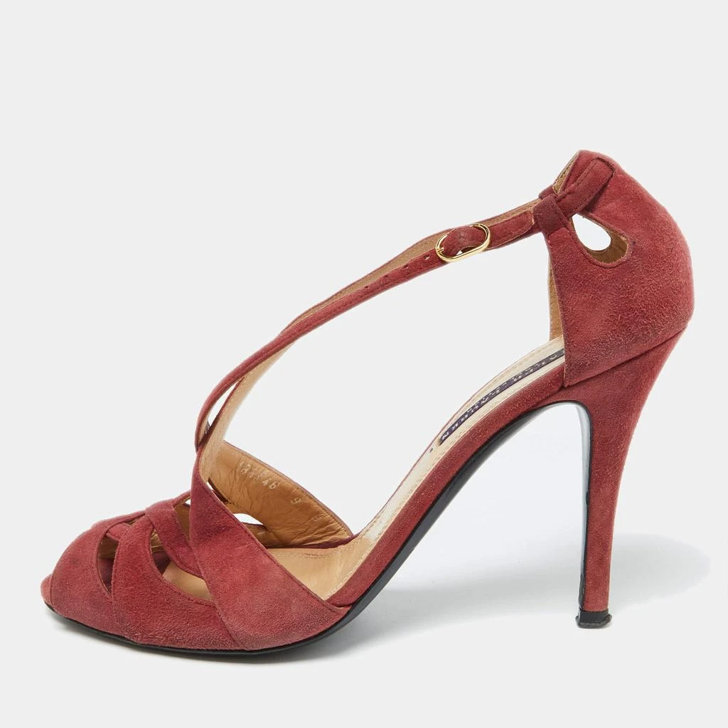 Ralph Lauren Ralph Lauren Rust Red Suede Arianna Peep Toe Sandals Size 39 1