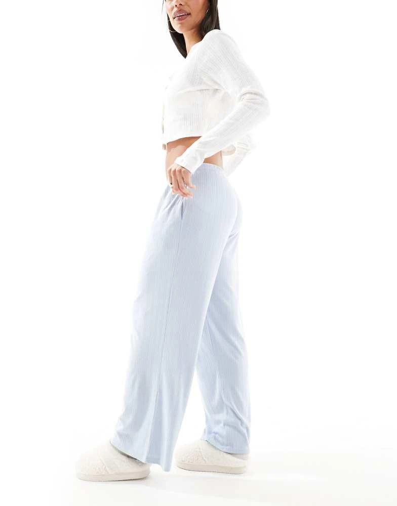 HOLLISTER Hollister nightwear ribbed baggy trouser in blue multi 4