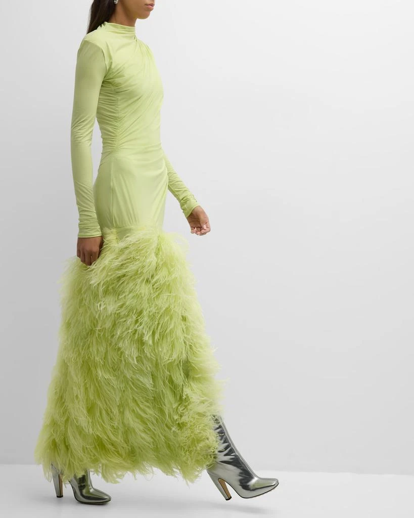 LAPOINTE Feather Draped Lightweight Matte Jersey Maxi Dress 7