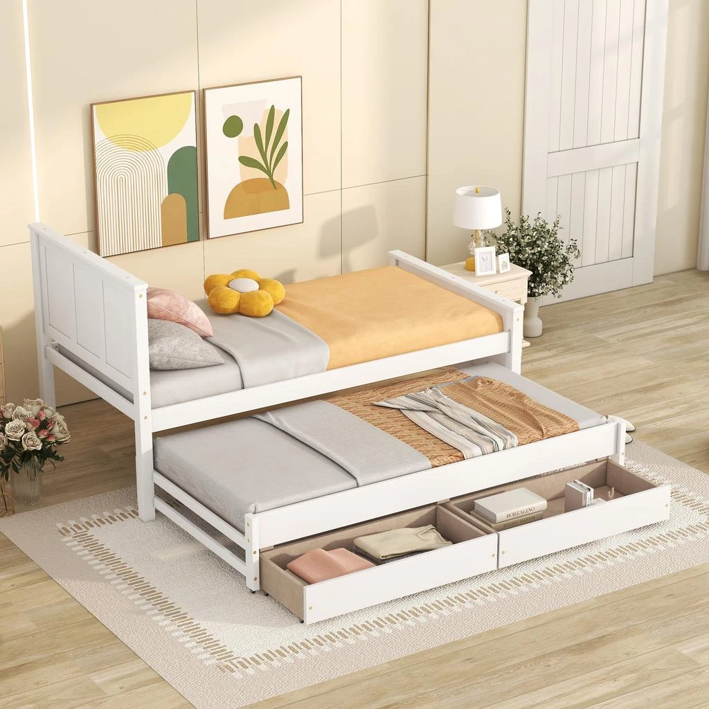 Streamdale Furniture Streamdale Twin Size Platform Bed With Trundle And Drawers 2