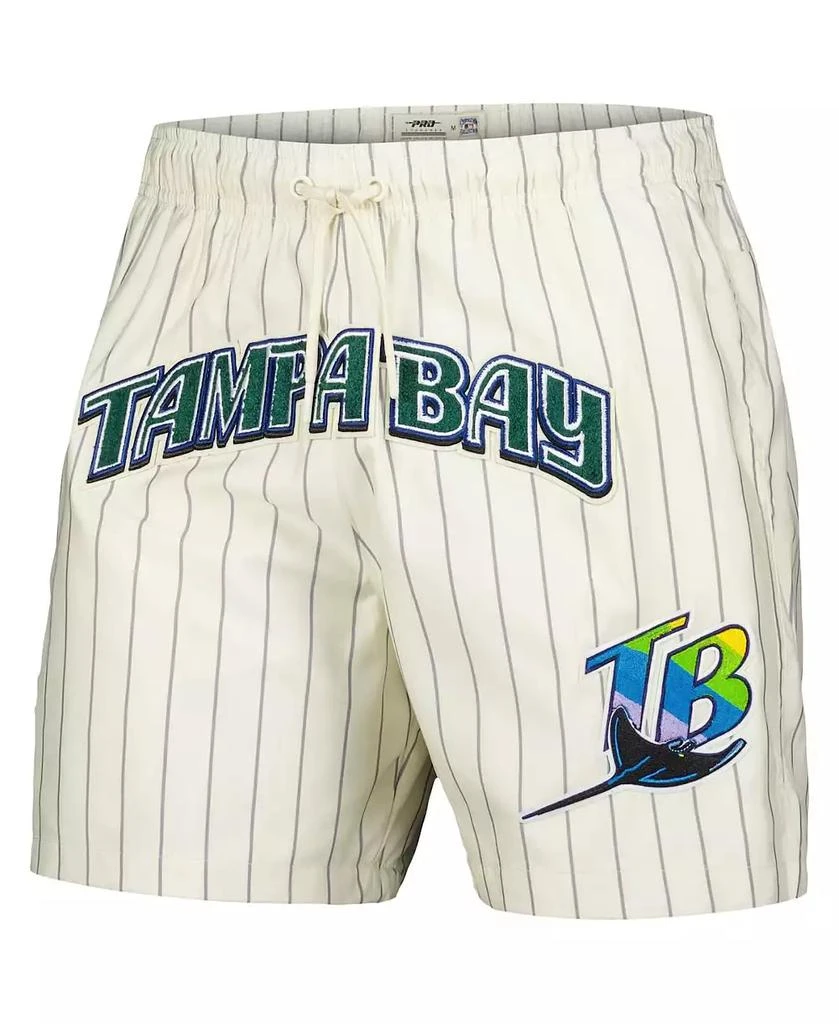 Pro Standard Men's Cream Tampa Bay Rays Pinstripe Retro Classic Woven Shorts 2