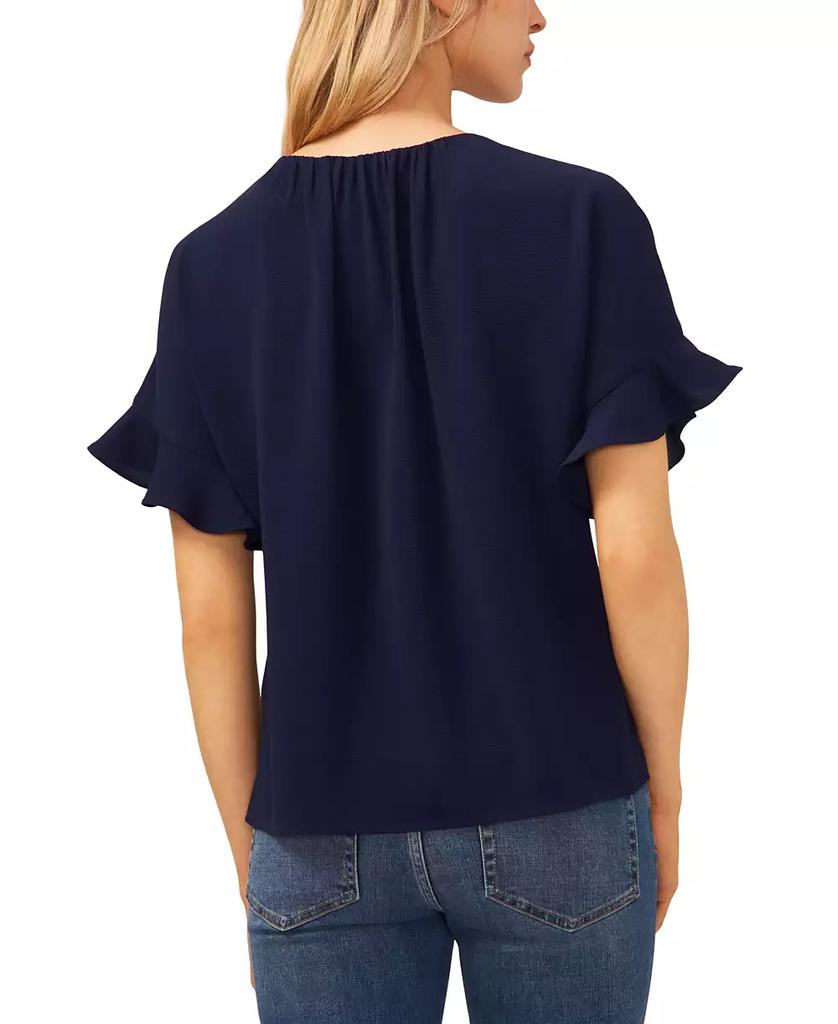 CeCe Women's Short Sleeve Drop Shoulder Wide Scoop Neck Blouse