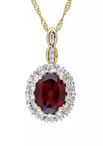 Belk 
Co. 1.38 ct. t.w. Garnet, 5/8 ct. t.w. White Topaz, and 1/10 ct. t.w. Diamond Accent Vintage Necklace in 14K Yellow Gold