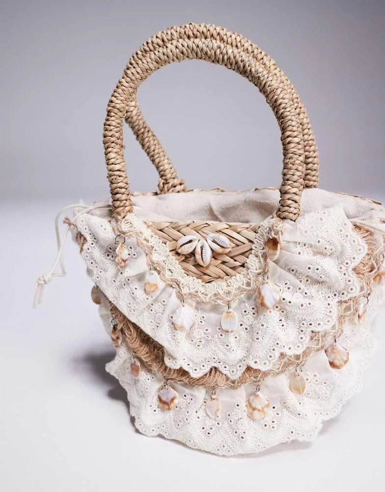 South Beach South Beach crochet and shell embellished mini grab bag 4