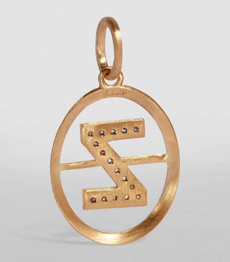 Annoushka Yellow Gold and Diamond Initial Z Pendant 2