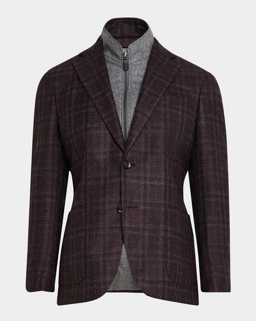 Neiman Marcus Men's Windowpane Sport Coat with Solid Vest 1