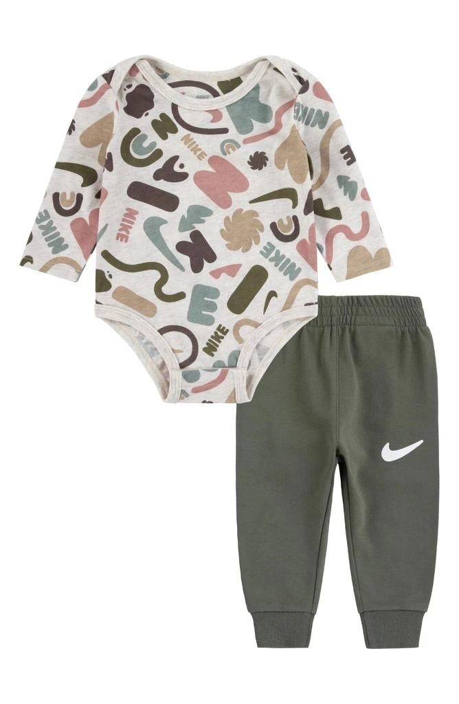 Shop Swoosh Print Bodysuit Sweatpants Set on Sale at BeyondStyle