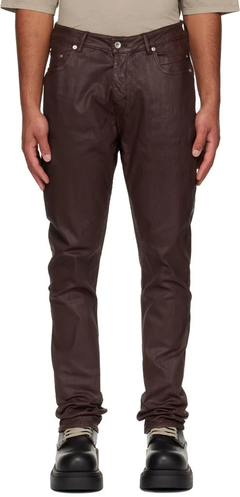 Rick Owens Burgundy Concordians Detroit Cut Jeans 1