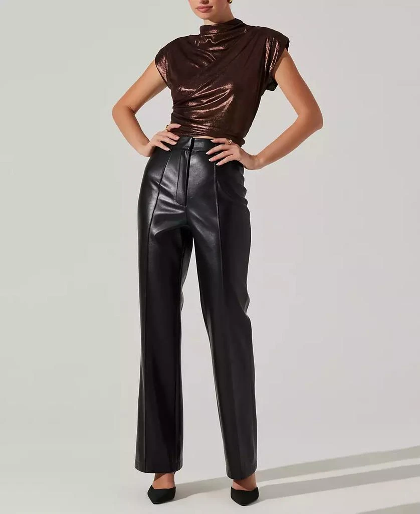 ASTR Women's Solange Metallic Draped Mock Neck Top 6