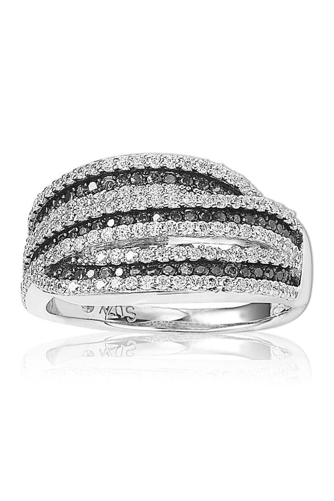 Suzy Levian Sterling Silver Pave Set CZ Ring