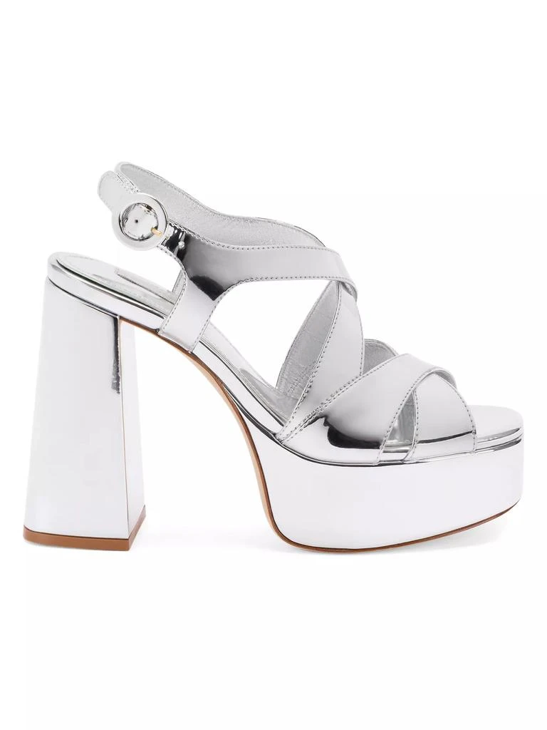 Larroudé Bee 115MM Mirrored Faux Leather Sandals 1
