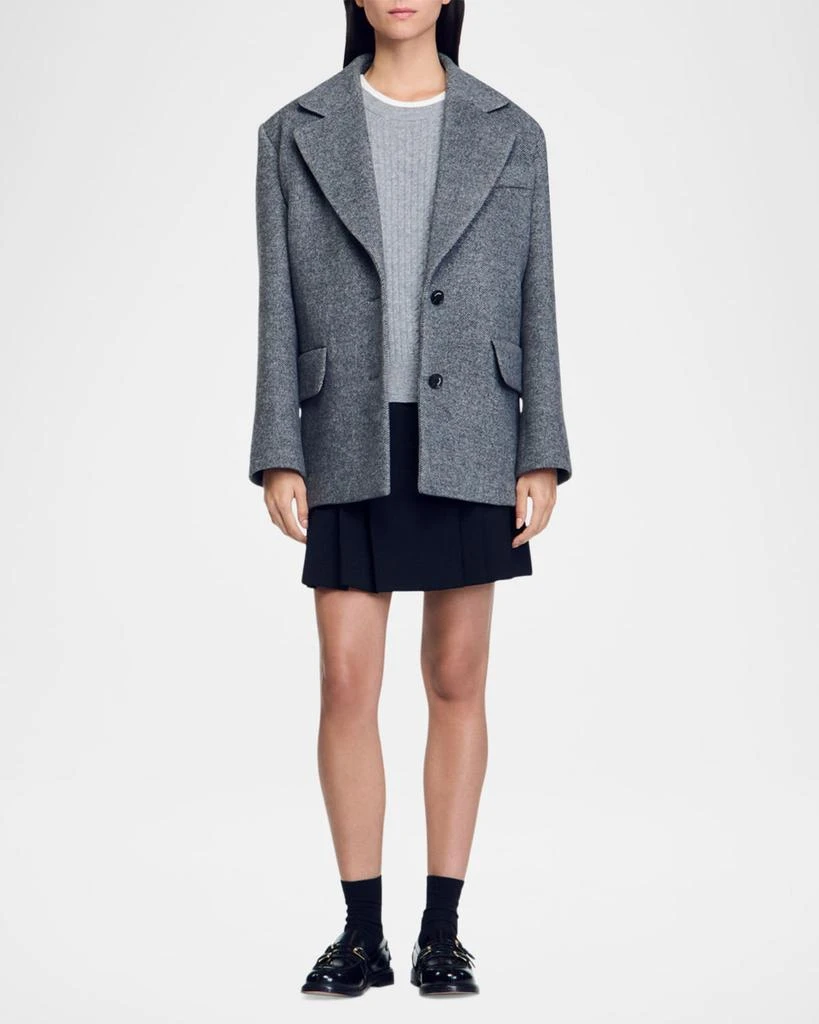 Sandro Oliver Wool Coat with a Removable Jersey Hood 6