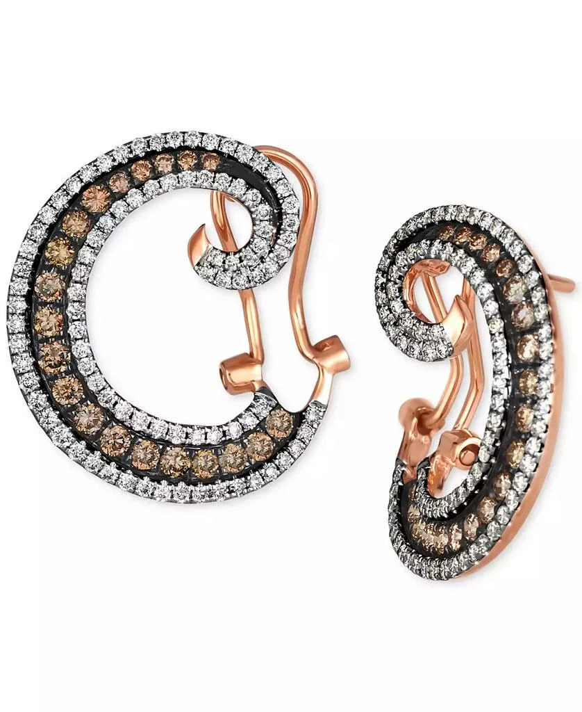 Le Vian Chocolatier® Chocolate Diamond 
Vanilla Diamond Spiral Hoop Earrings (1-3/8 ct. t.w.) in 14k Rose Gold 1