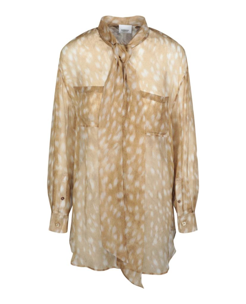 Burberry Tied Deer-Printed Silk Blouse