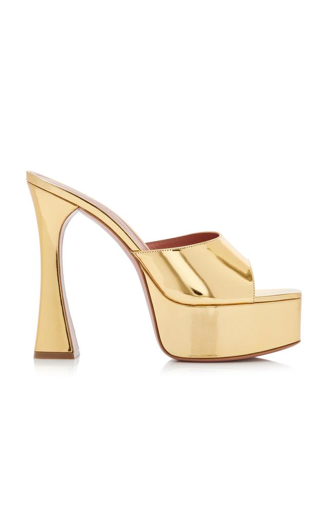 Amina Muaddi Amina Muaddi - Dalida Patent Leather Platform Sandals - Gold - IT 38 - Moda Operandi