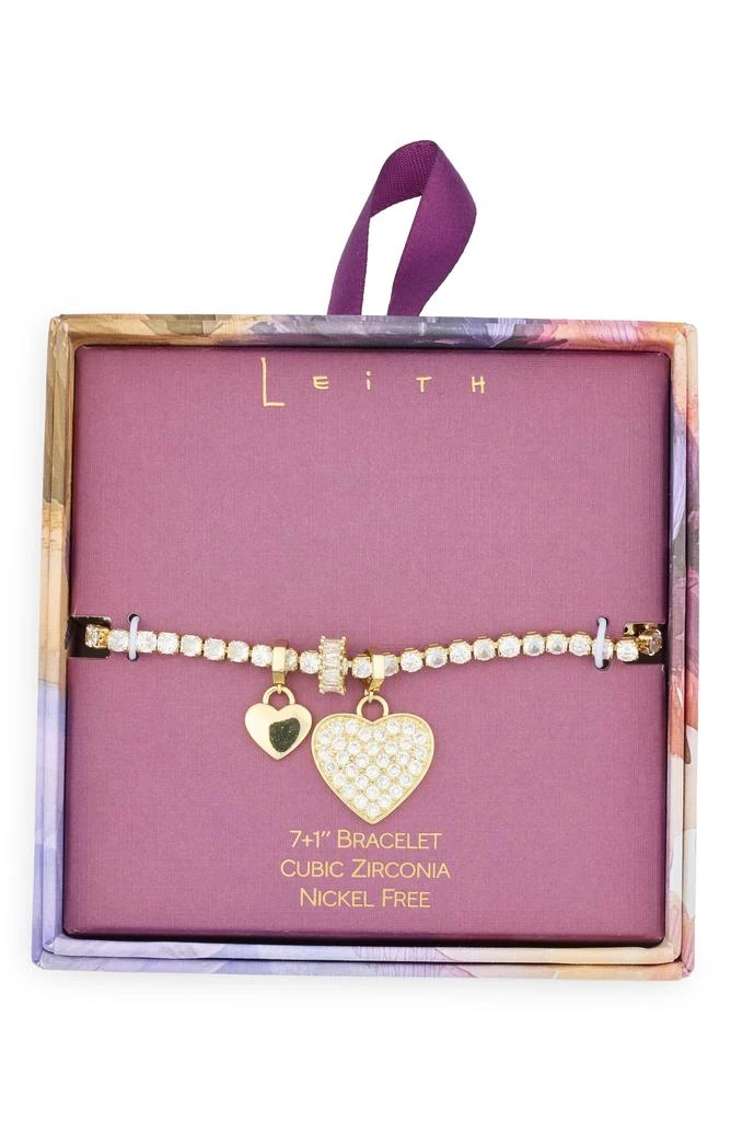 Leith Cubic Zirconia Heart 
Rondelle Charm Tennis Bracelet