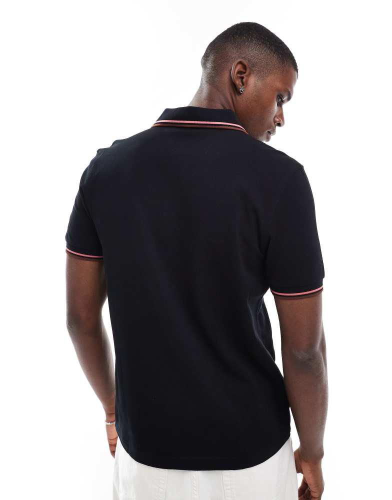Fred Perry Fred Perry twin tipped polo shirt in black - Polo
