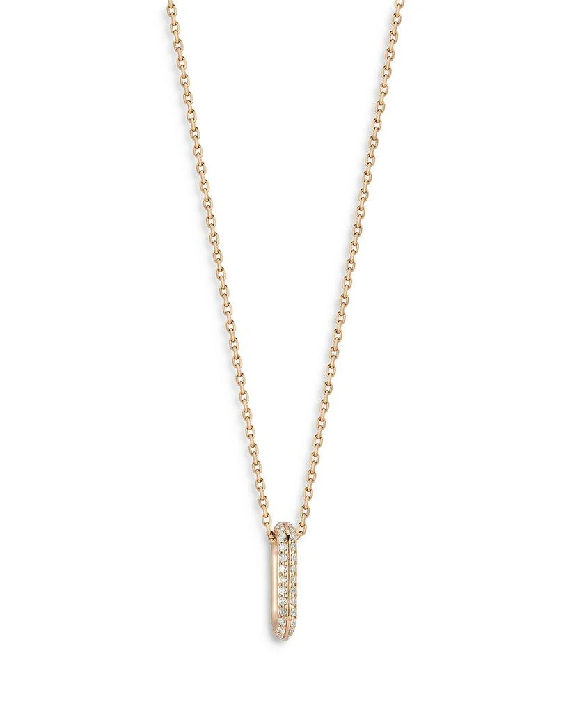 Walters Faith 18K Rose Gold Diamond Saxon Mini Single Link Pendant Necklace, 16" 3