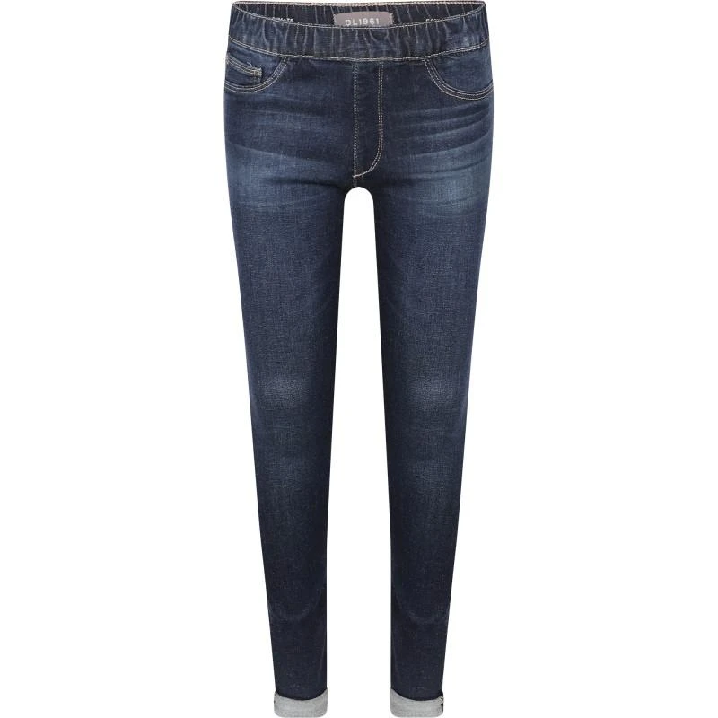 DL1961 Elastic waist skinny logo jeans in blue 1