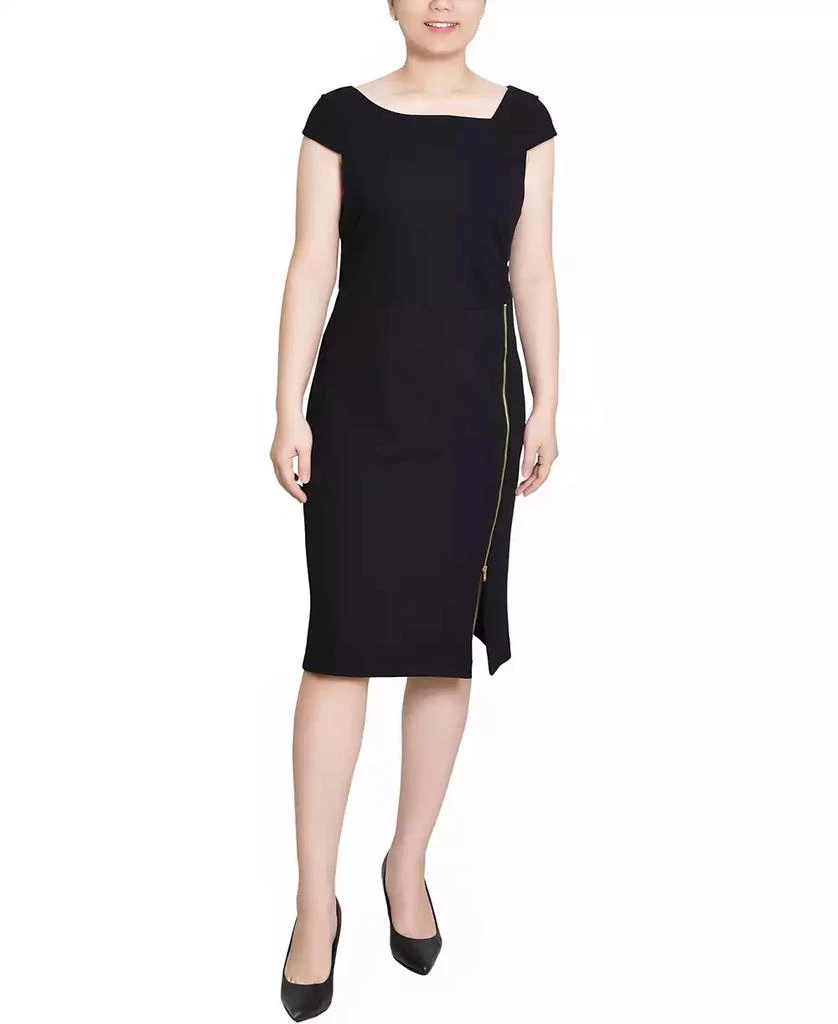 NY Collection Petite Cap Sleeve Exposed Zipper Dress 1