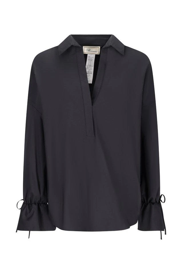 BLUMARINE Blumarine Tied-Cuff Polo-Neck Poplin Blouse 1