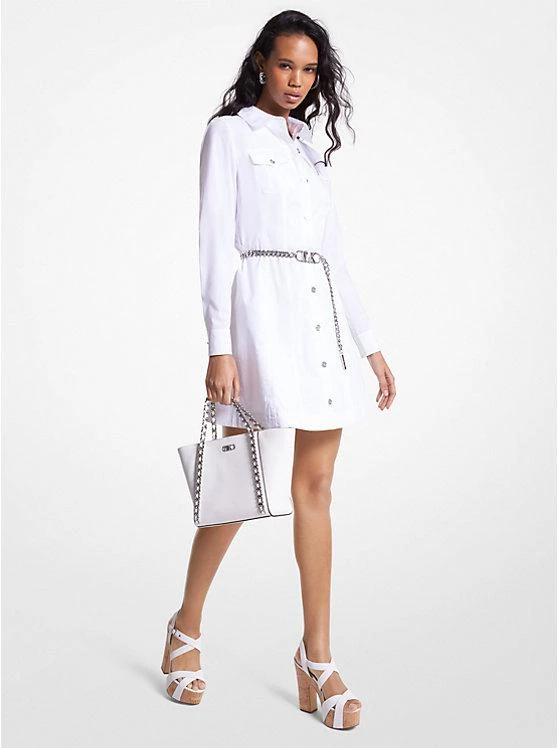Michael Kors Organic Stretch Cotton Poplin Belted Shirtdress 1