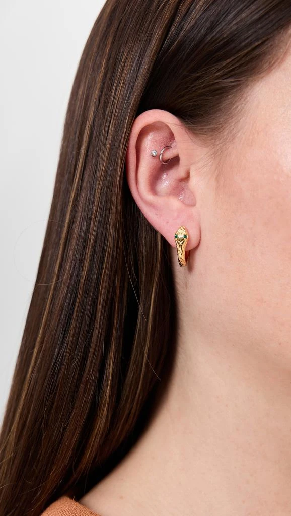 Kenneth Jay Lane Snake Hoop Post Earring with Emerald Eyes 2