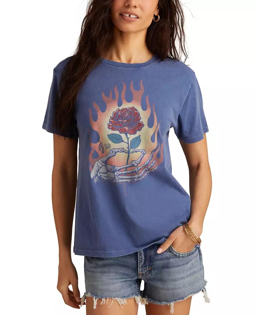 Lucky Brand Women's Grateful Dead Rose Boyfriend Crewneck T-Shirt