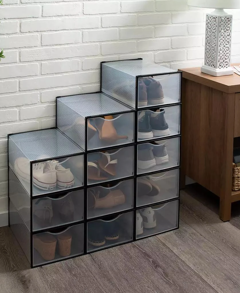 Simplify Set of 12 Stackable Shoe Boxes in Black 3