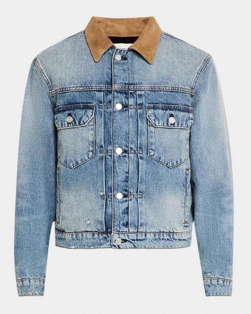 FRAME Men's Denim Jacket with Suede Collar 1