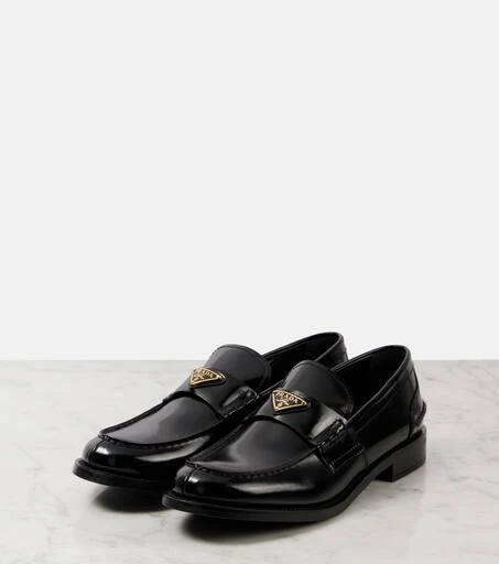 Prada Logo brushed leather loafers 4