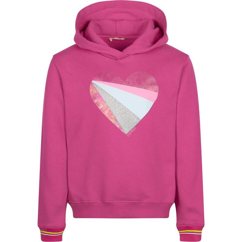 Esprit Glitter love heart hoodie in pink 1