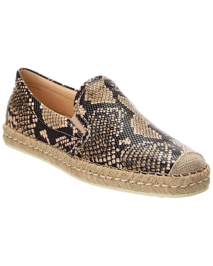 Tod's TOD’s Snake-Embossed Leather Espadrille