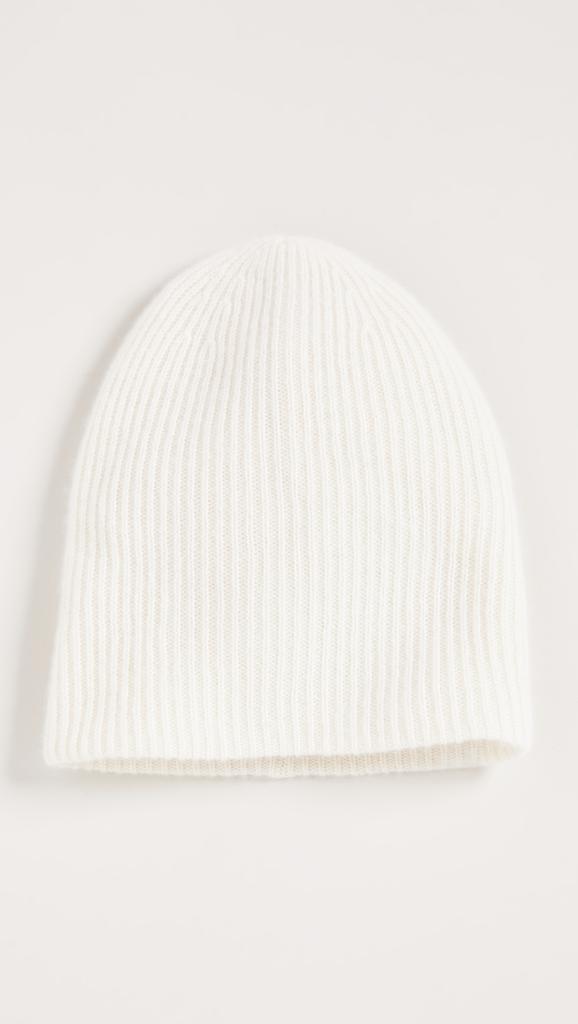 White  Warren Plush Rib Cashmere Beanie