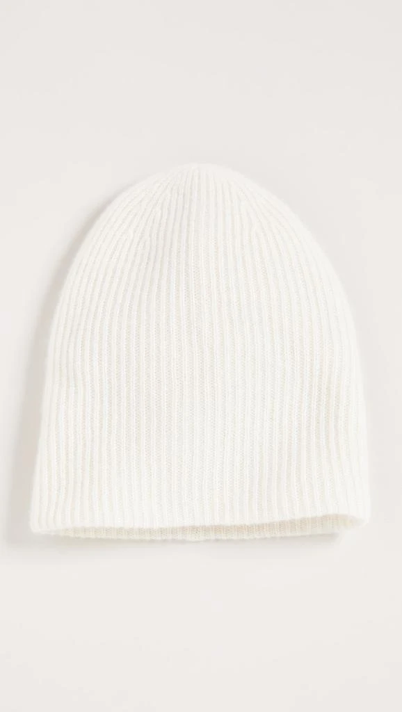 White  Warren Plush Rib Cashmere Beanie 1