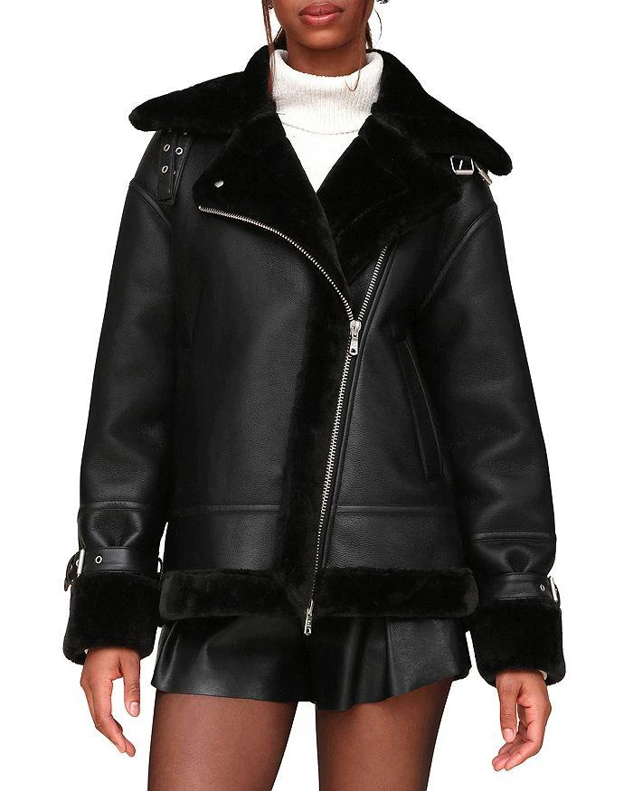 Avec Les Filles Oversized Faux Shearling Moto Coat 8
