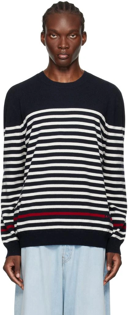 A.P.C. Navy & White Bobby Sweater 1