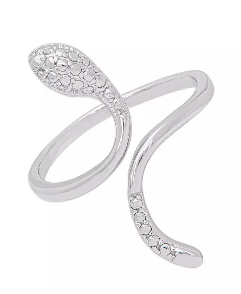 Macy's Diamond Accent Snake Ring in Fine Silver Plate 1