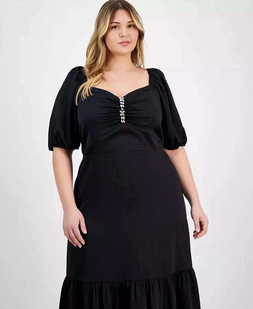 Anne Klein Plus Size Embellished Puff-Sleeve Dress 2