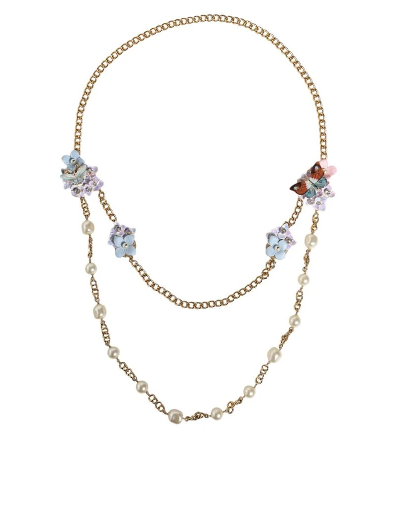 Dolce 
Gabbana Chain Brass Floral Laye Crystal ivory Women
s Necklace