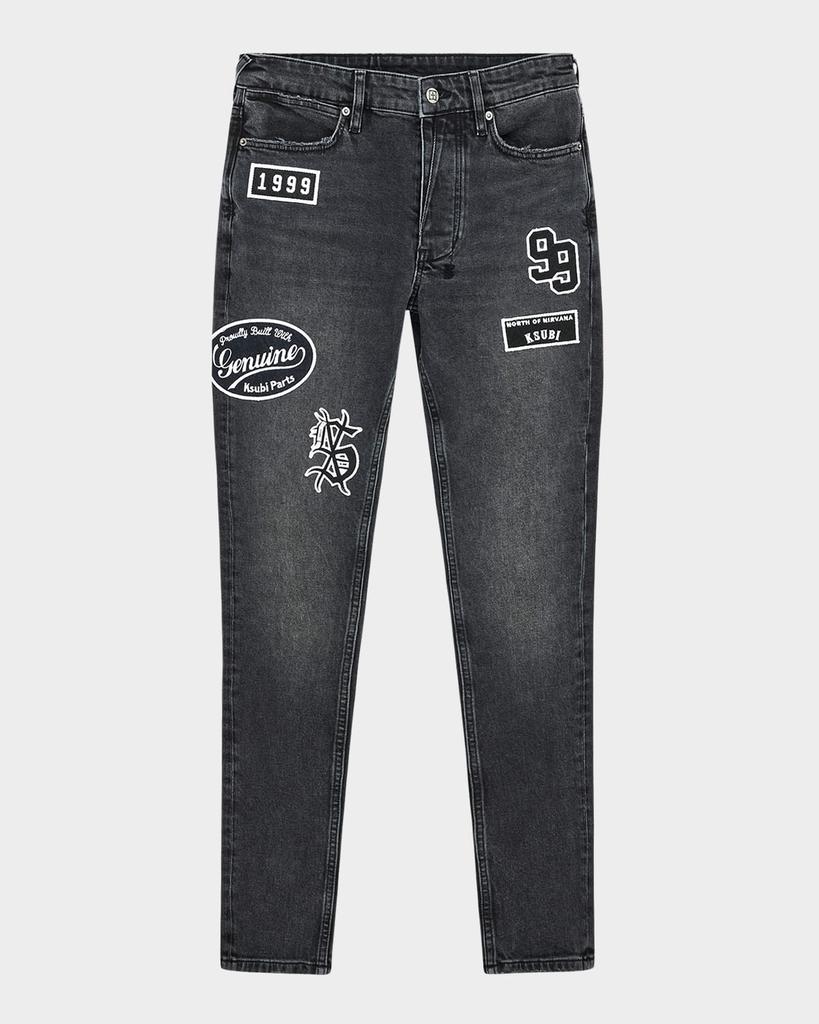 Ksubi Men's Van Winkle Roadhouse Black Patched Skinny Jeans