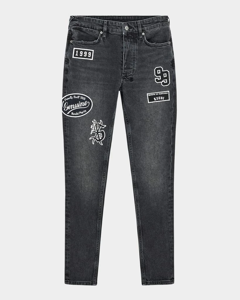 Ksubi Men's Van Winkle Roadhouse Black Patched Skinny Jeans 1