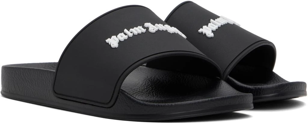 Palm Angels Black Classic Logo Pool Slides 4