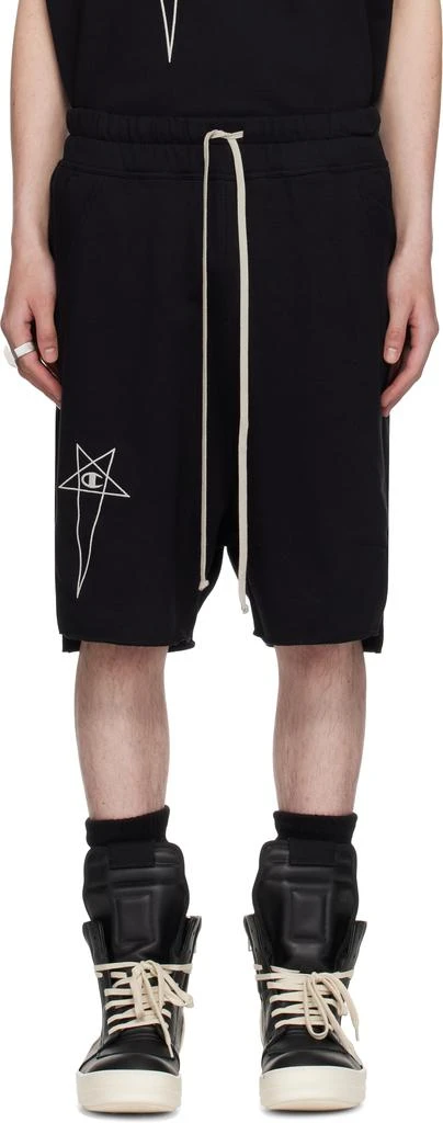 Rick Owens Black Champion Edition Beveled Pods Shorts 1