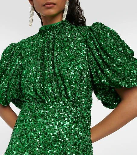 ROTATE Birger Christensen Sequined puff-sleeve maxi dress 4